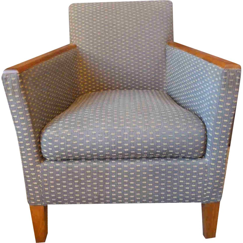 Armchair in beechwood and grey fabric - 1950s