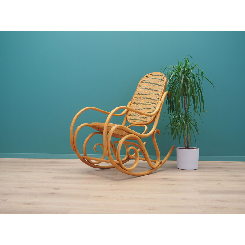 Vintage Beech rocking armchair, Denmark 1970s