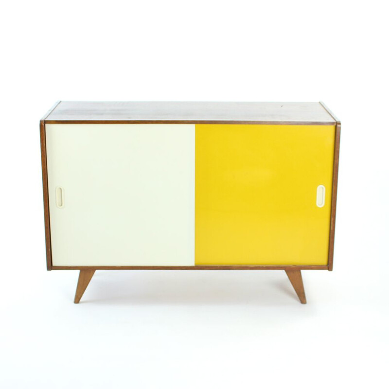 Midcentury Sideboard In Yellow & Cream By Jiri Jiroutek For Nabytek Praha, Czechoslovakia 1960s