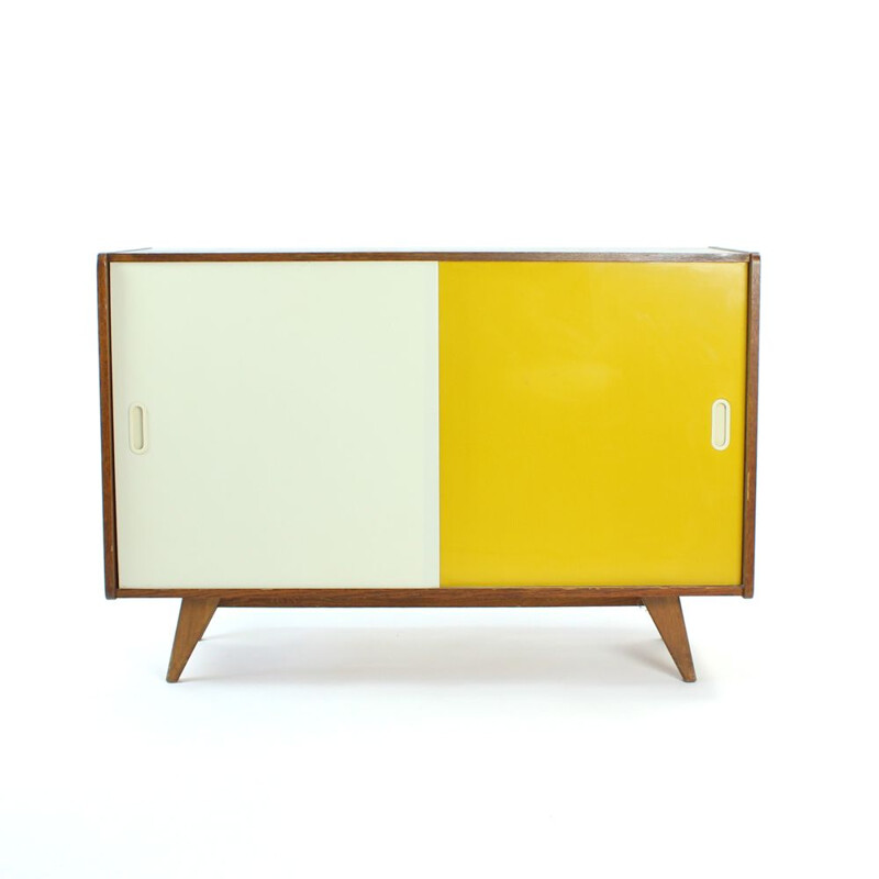 Midcentury Sideboard In Yellow & Cream By Jiri Jiroutek For Nabytek Praha, Czechoslovakia 1960s