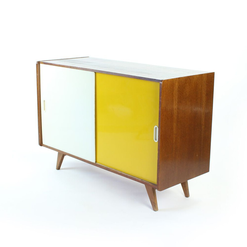 Midcentury Sideboard In Yellow & Cream By Jiri Jiroutek For Nabytek Praha, Czechoslovakia 1960s