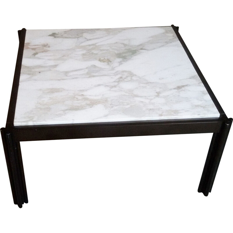 Italian coffee table in aluminum and white marble, Georges CIANCIMINO - 1970s