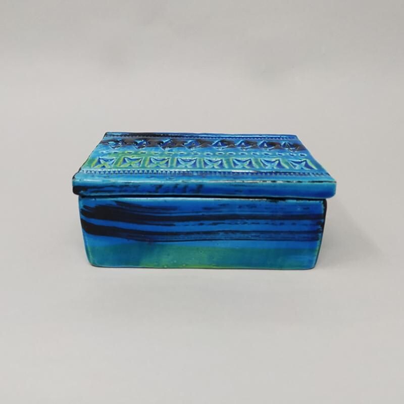 Vintage ceramic box bitossi "Blue Collection" by Aldo Londi, 1960