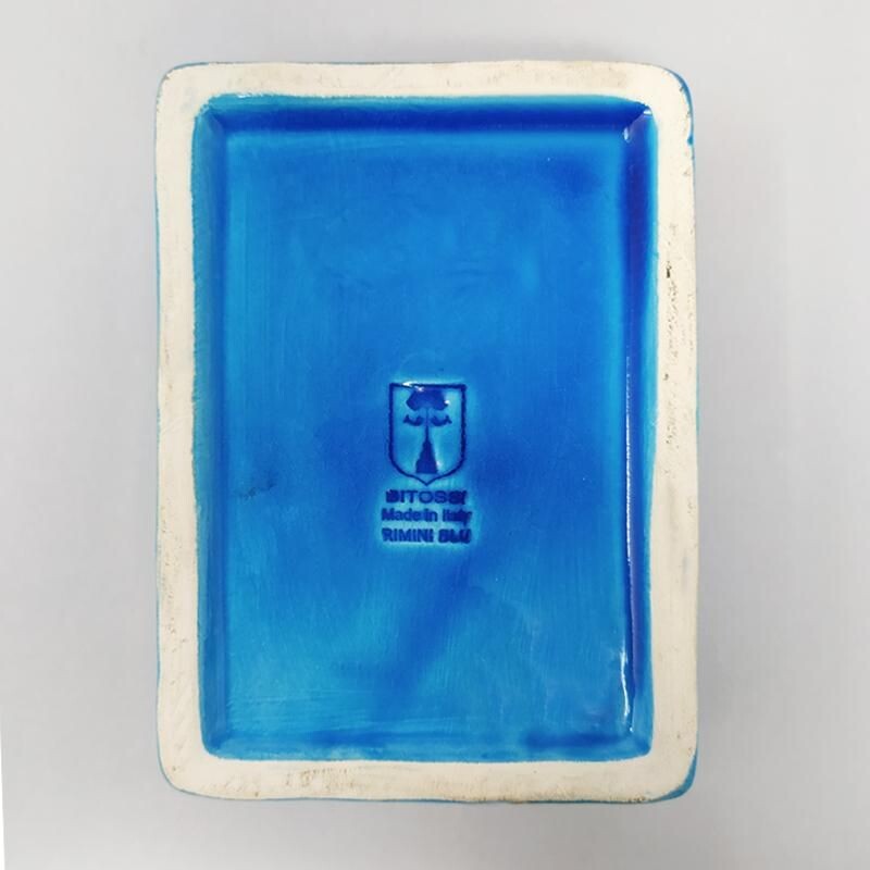 Scatola vintage in ceramica bitossi "Collezione Blu" di Aldo Londi, 1960