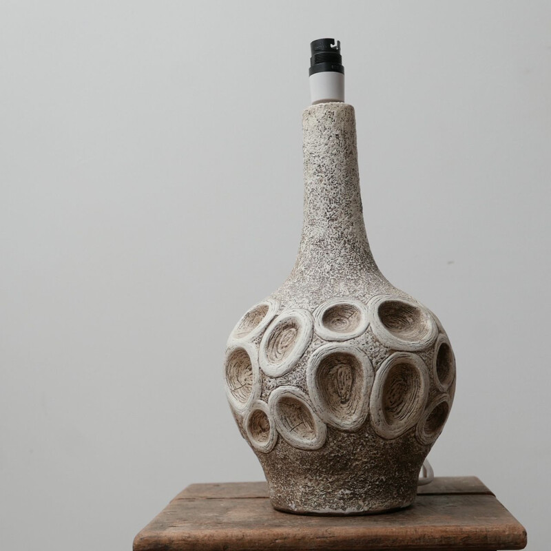Mid-Century Studio Pottery Chalkware Table Lamp, English 1960s