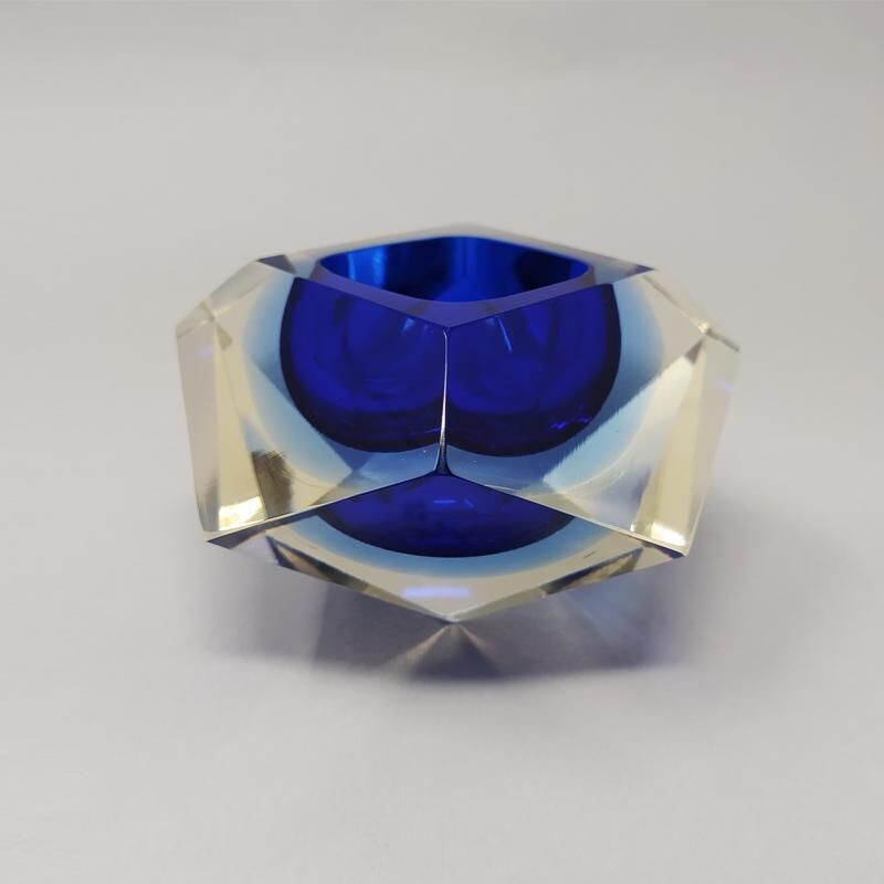 Vintage Big Blue Ashtray or Vide Poche By Flavio Poli for Seguso 1960s