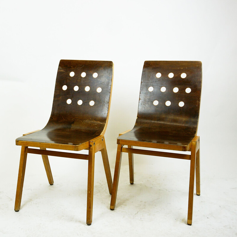 Paire de chaises empilables d'époque par Roland Rainer, années 1951