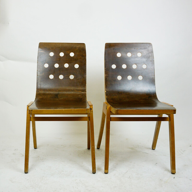 Pair of vintage Stacking Chairs by Roland Rainer 1951s