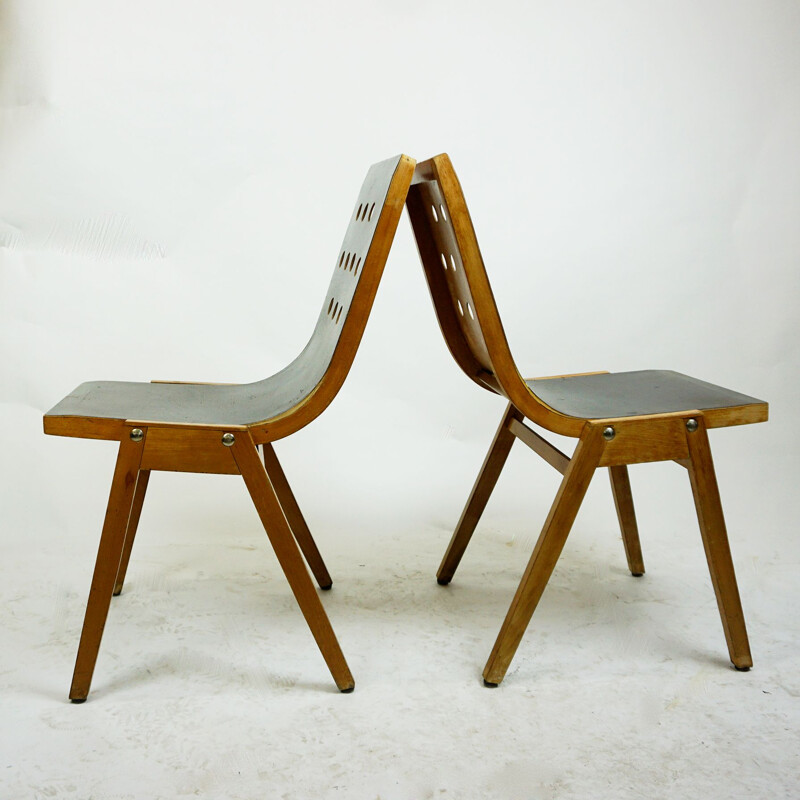 Paire de chaises empilables d'époque par Roland Rainer, années 1951