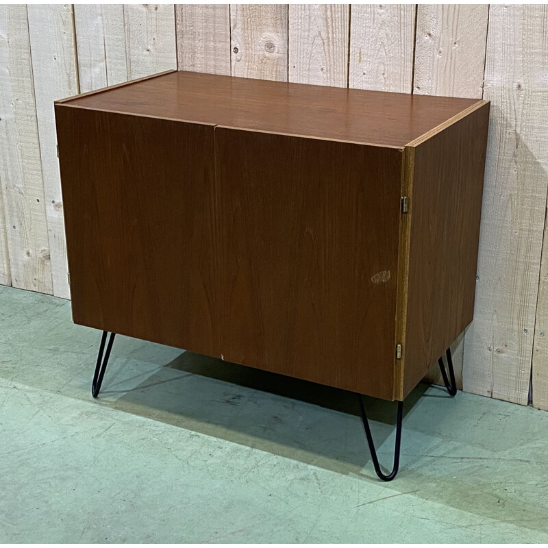 Small vintage teak buffet with pinstrips, Swedish 1970s