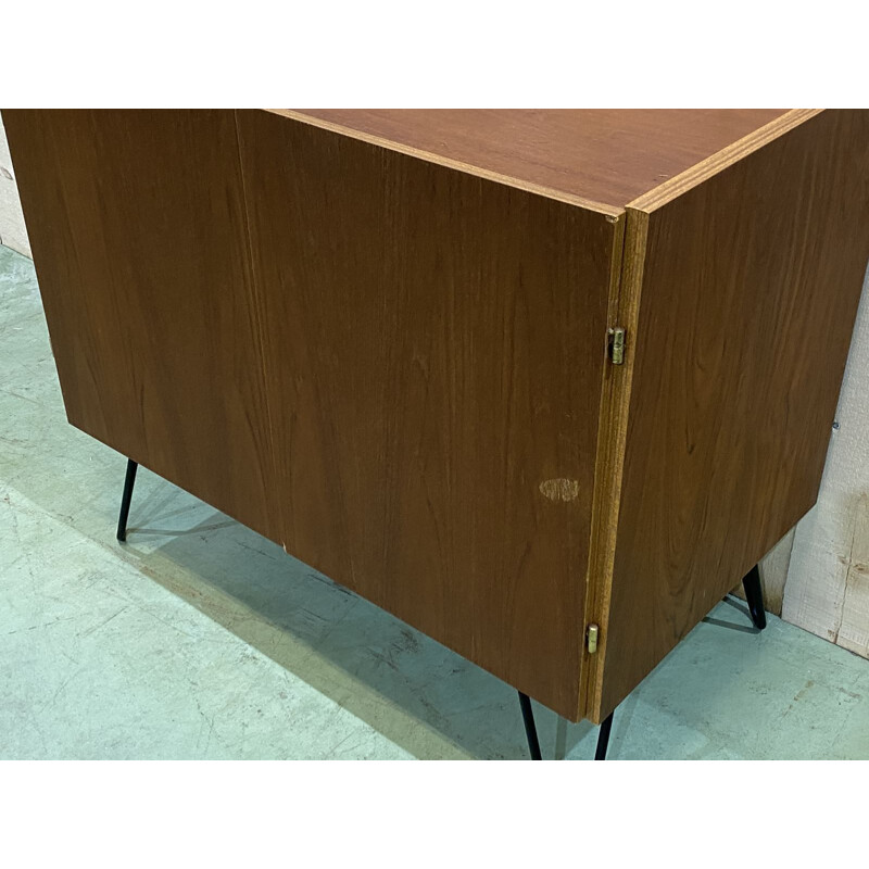 Small vintage teak buffet with pinstrips, Swedish 1970s