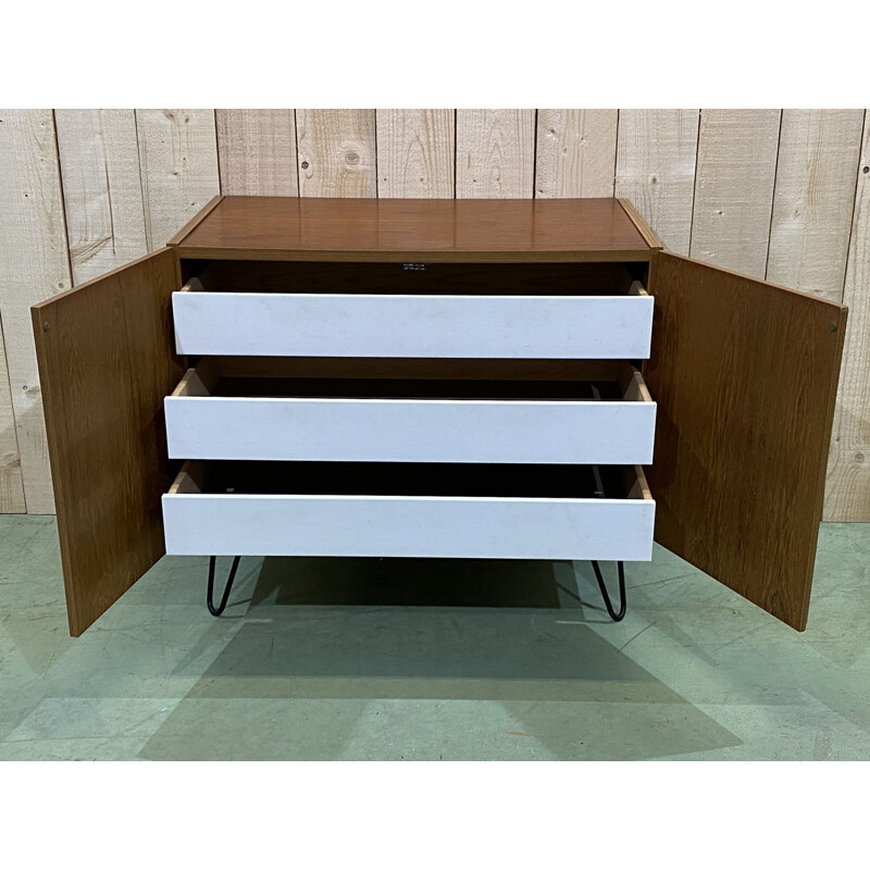 Small vintage teak buffet with pinstrips, Swedish 1970s