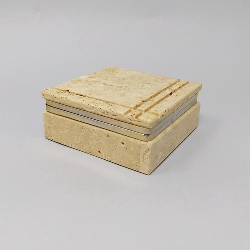 Vintage Original Smoking Set in Travertine by Enzo Mari for F.lli Mannelli 1970s