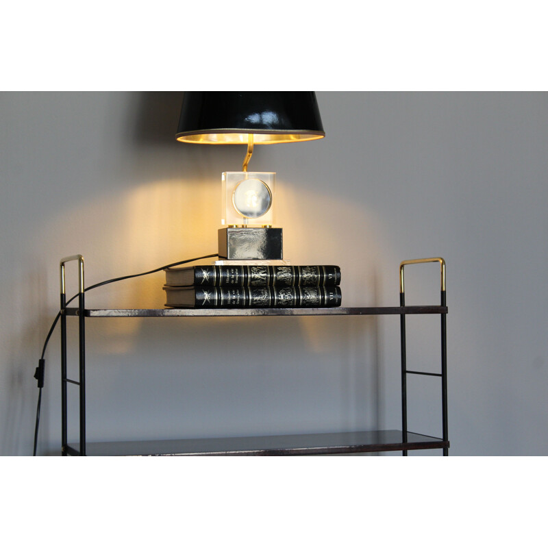 Vintage Etager bookcase in rosewood brass and iron, Italian 1950s