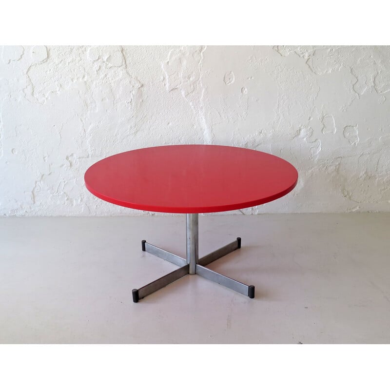Table basse vintage à plateau en pierre rouge 1960