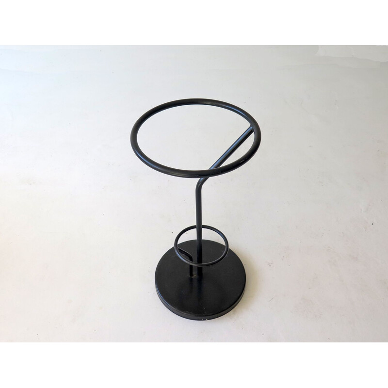 Vintage black lacquered metal umbrela stand 1980s