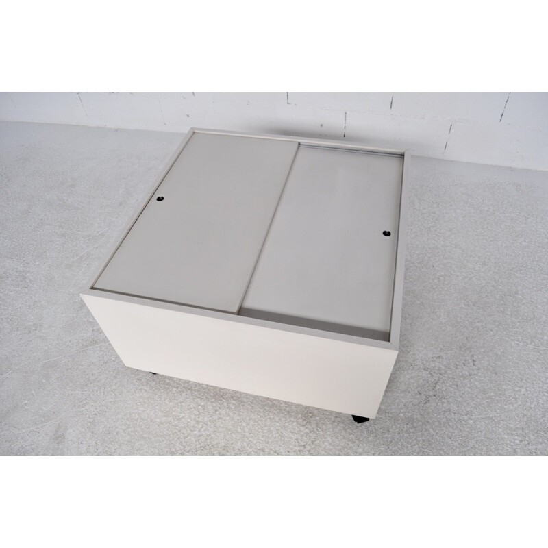 Vintage white lacquered wood storage box for Vinyl, 1970