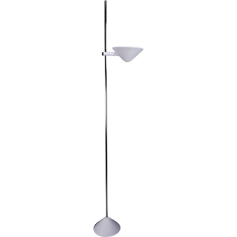 Vintage floor lamp in white lacquered metal by Mauro Marzollo Adjustable height, Italy 1970