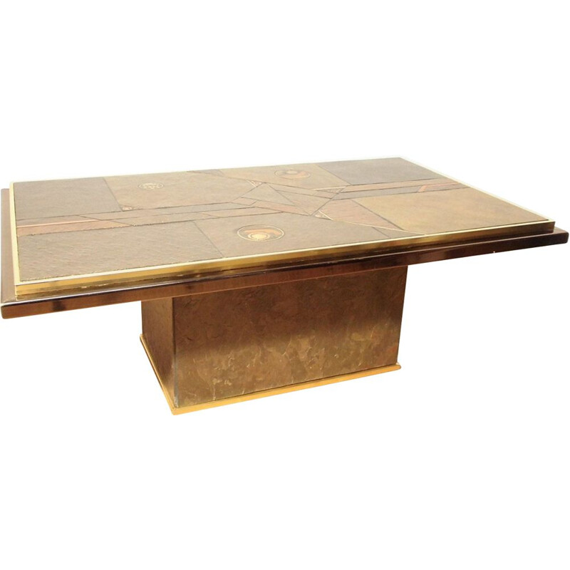 table basse vintage brutaliste - pierre