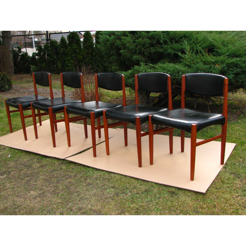 Set of 5 vintage teak chairs Scandinavian