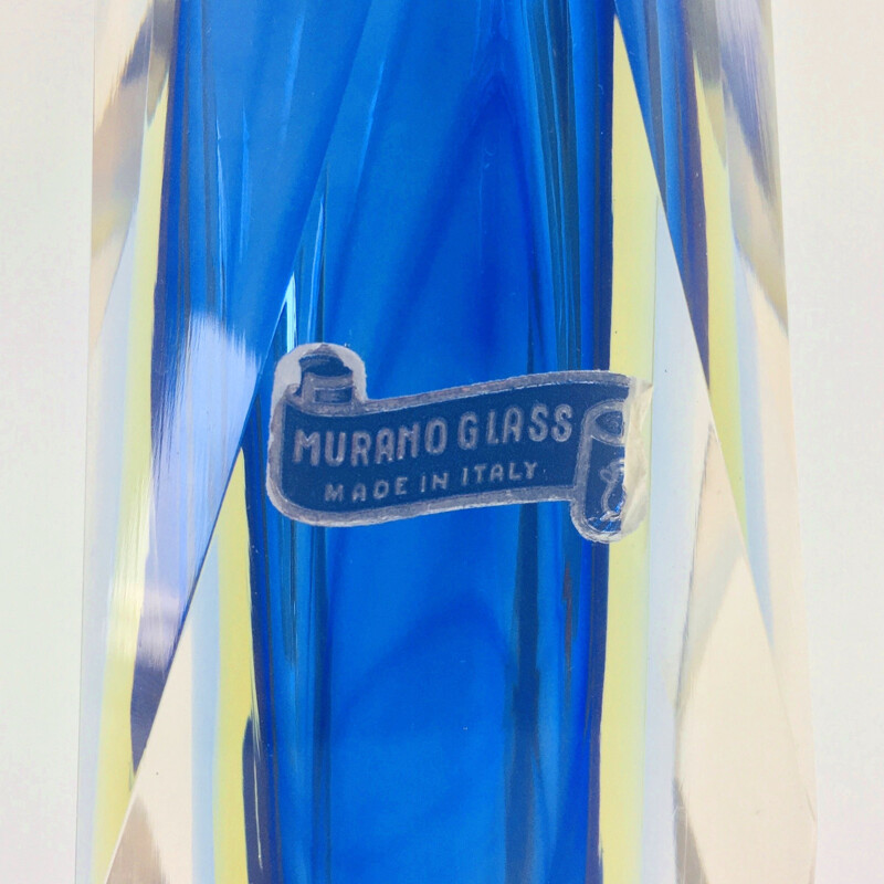 Large vintage Sommerso Murano Glass Vase by Flavio Poli for Alessandro Mandruzzato, Italy 1960s