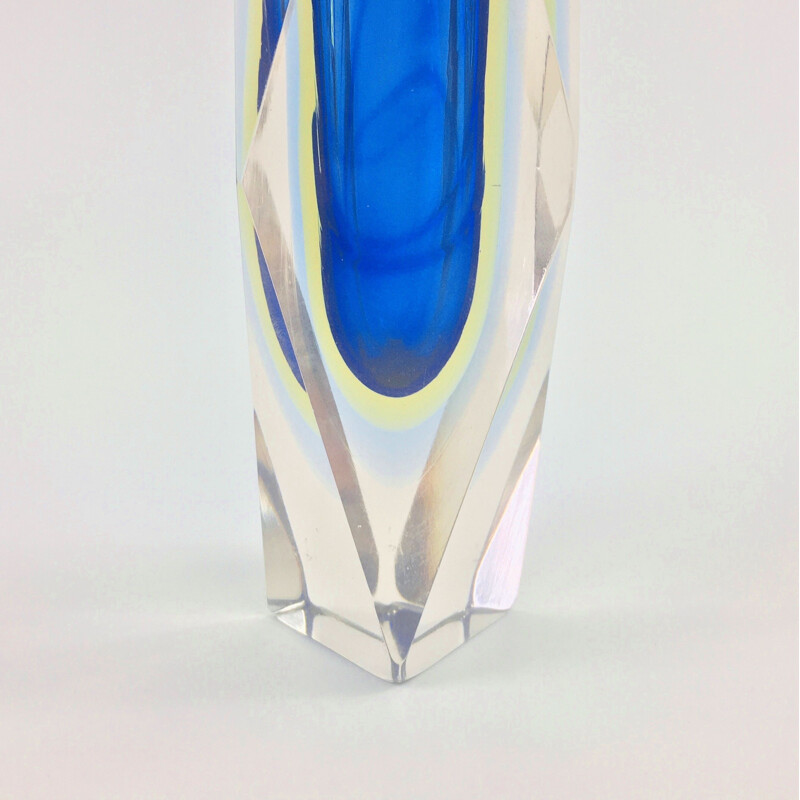 Large vintage Sommerso Murano Glass Vase by Flavio Poli for Alessandro Mandruzzato, Italy 1960s