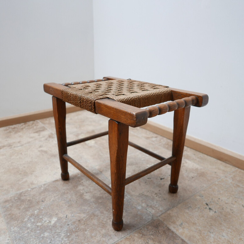 Mid-Century Rope Cord Stool, English 1950s