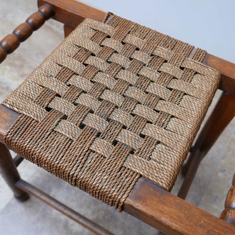 Mid-Century Rope Cord Stool, English 1950s