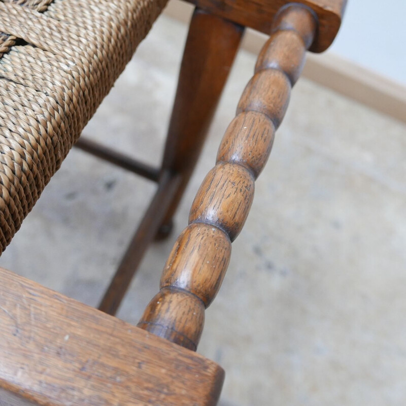 Mid-Century Rope Cord Stool, English 1950s