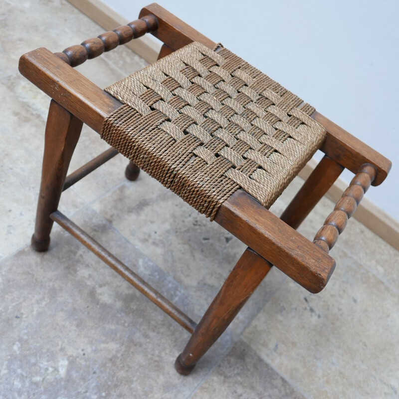 Mid-Century Rope Cord Stool, English 1950s