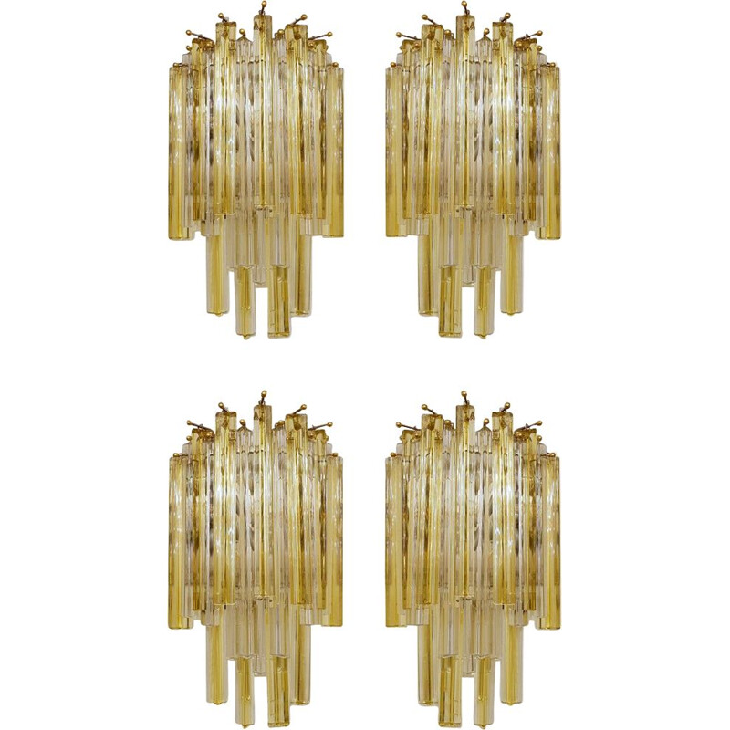Set of 4 Vintage Murano Wall Sconces by Paolo Venini 1970s