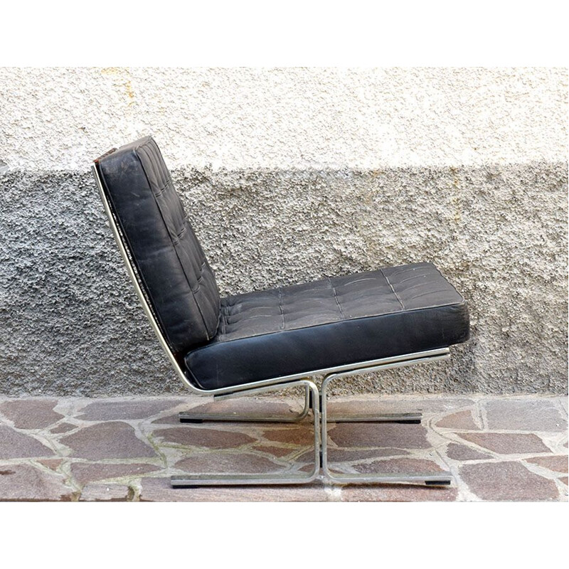 Paar vintage F 60 lederen fauteuils van Karl Erik-Ekselius, 1960