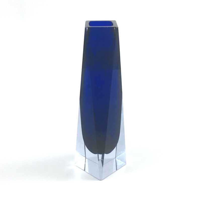 Large vintage Glass vase Sommerso Murano by Flavio Poli for Alessandro Mandruzzato, Itaty 1960s