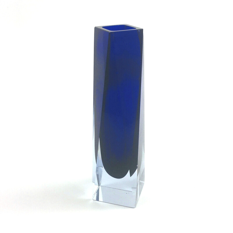 Large vintage Glass vase Sommerso Murano by Flavio Poli for Alessandro Mandruzzato, Itaty 1960s