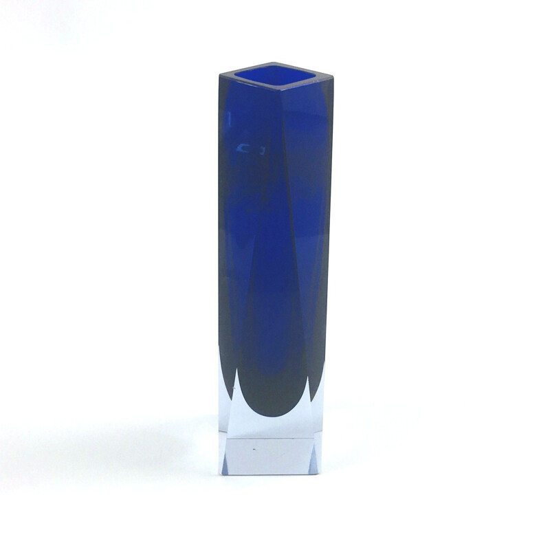 Large vintage Glass vase Sommerso Murano by Flavio Poli for Alessandro Mandruzzato, Itaty 1960s