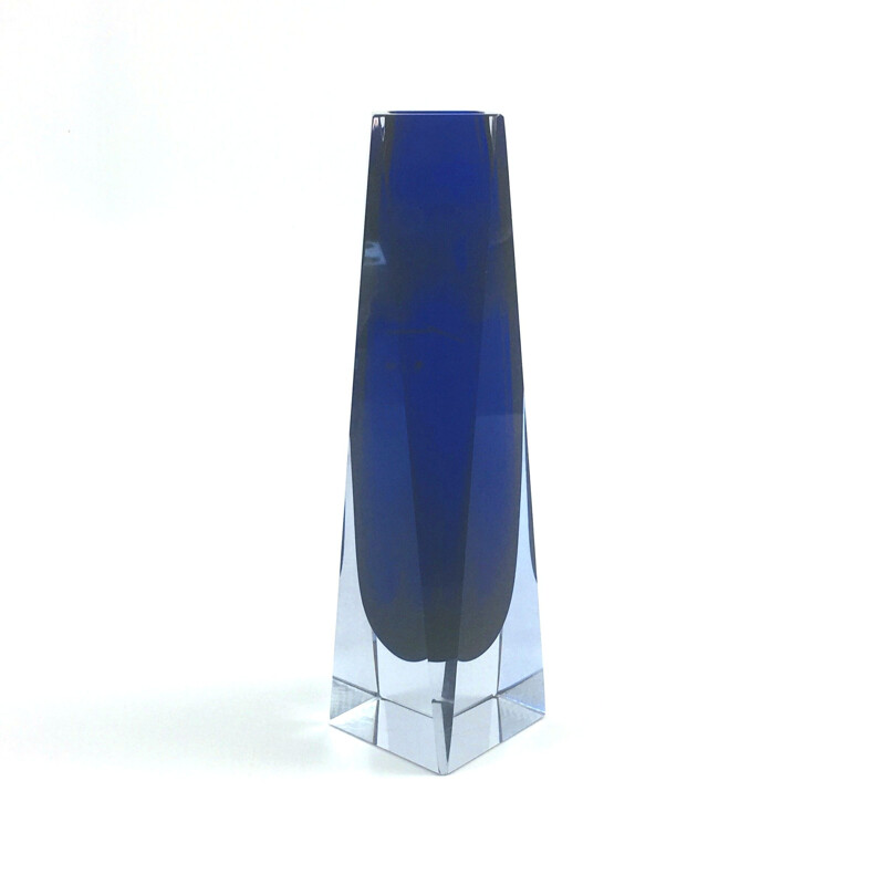 Large vintage Glass vase Sommerso Murano by Flavio Poli for Alessandro Mandruzzato, Itaty 1960s