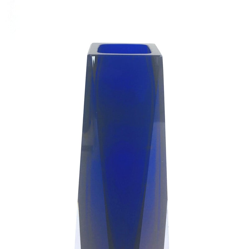 Grand vase vintage Sommerso en verre de Murano par Flavio Poli pour Alessandro Mandruzzato, Italie 1960