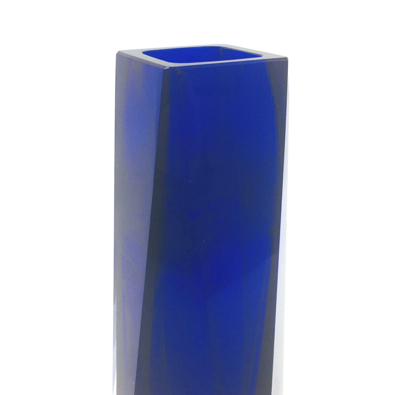 Large vintage Glass vase Sommerso Murano by Flavio Poli for Alessandro Mandruzzato, Itaty 1960s