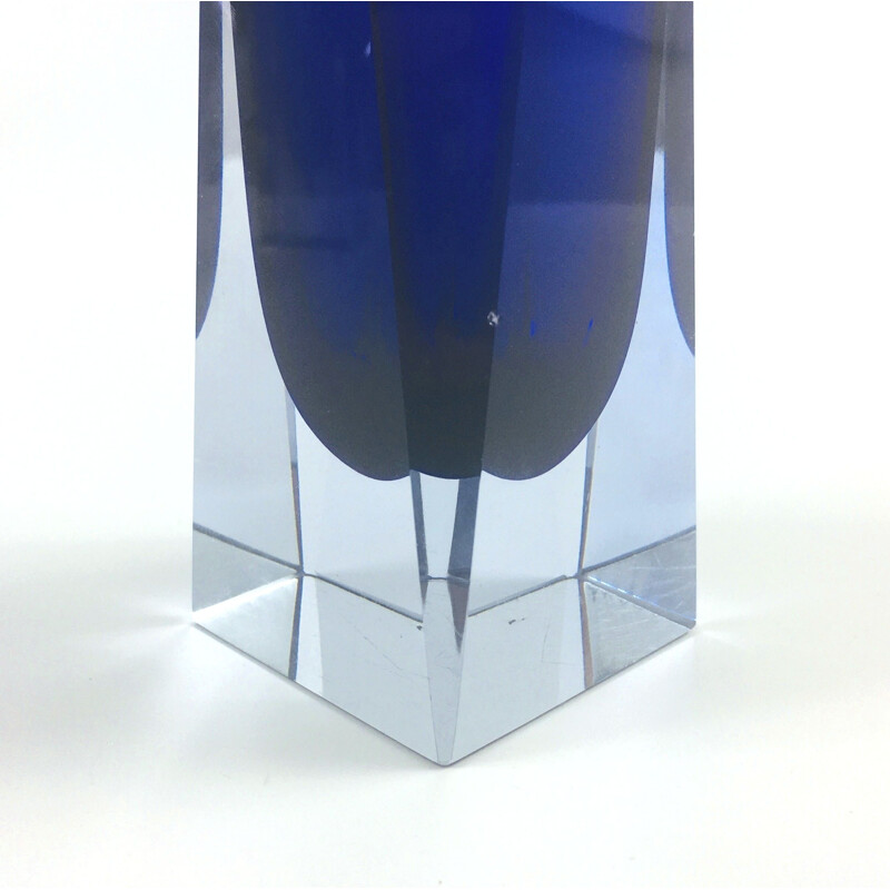 Large vintage Glass vase Sommerso Murano by Flavio Poli for Alessandro Mandruzzato, Itaty 1960s