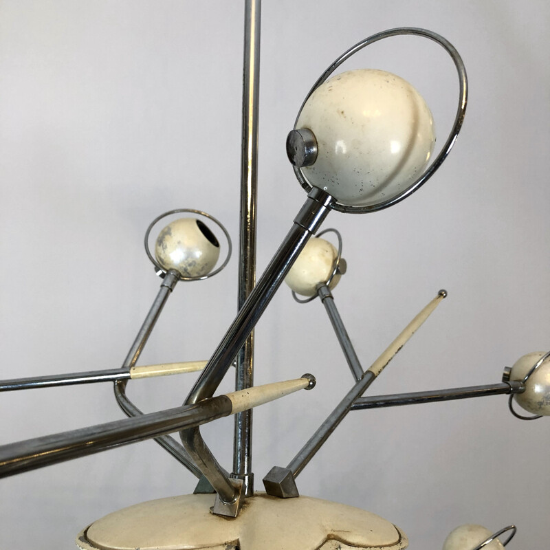 Vintage chandelier Oscar Torlasco for Lumi Cosmo 1960s