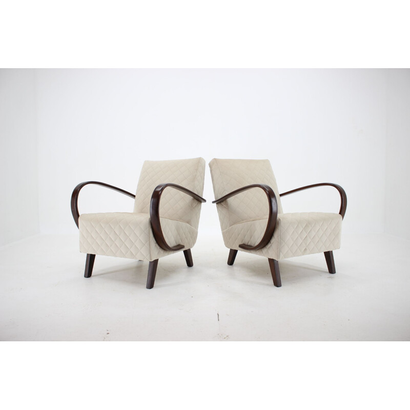 Pair of vintage Armchairs Jindrich Halabala Czechoslovakia 1950s