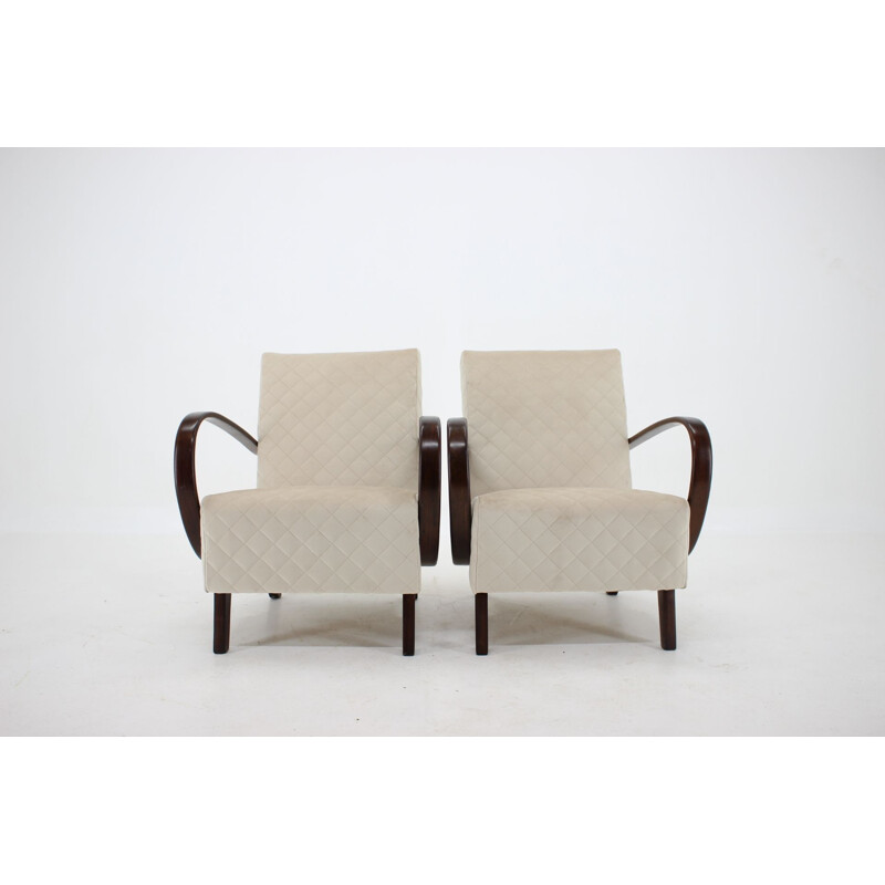 Pair of vintage Armchairs Jindrich Halabala Czechoslovakia 1950s