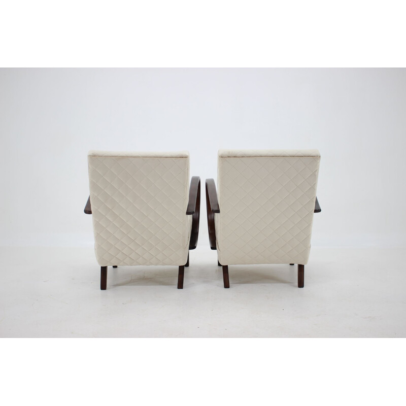 Pair of vintage Armchairs Jindrich Halabala Czechoslovakia 1950s