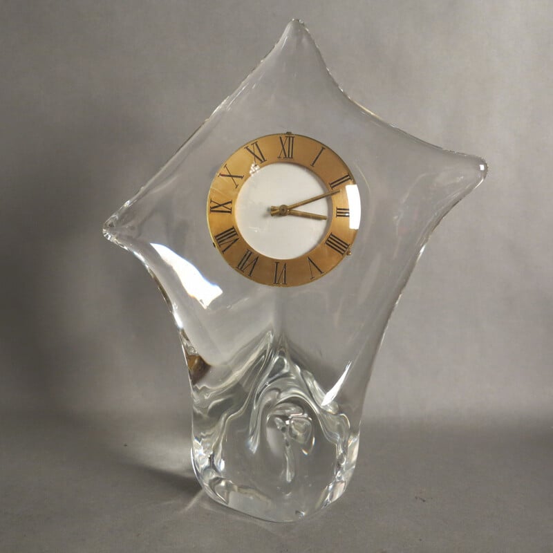 Vintage glazen tafelklok van de Schneide Crystal Works 1960