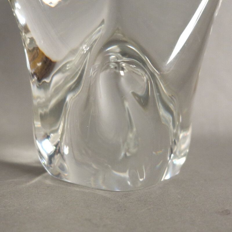 Reloj de sobremesa de cristal vintage de Schneide Crystal Works 1960