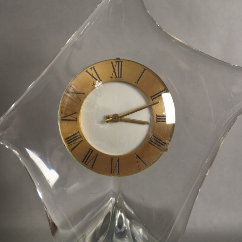 Vintage Glass Table Clock from Cristallerie Schneide 1960 
