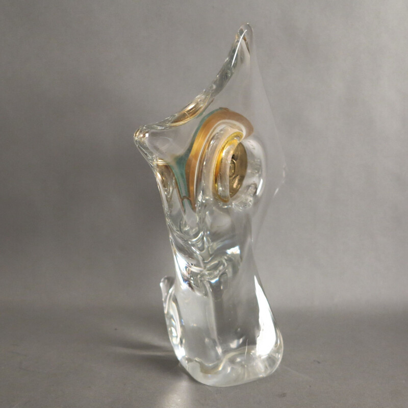 Vintage glazen tafelklok van de Schneide Crystal Works 1960