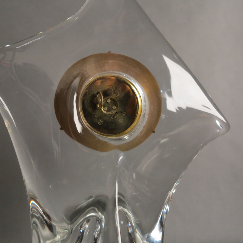Reloj de sobremesa de cristal vintage de Schneide Crystal Works 1960