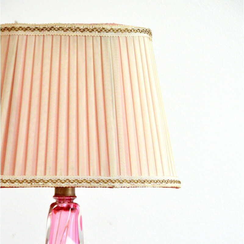 Lampe de table vintage en cristal Val St-Lambert Belgique 1960