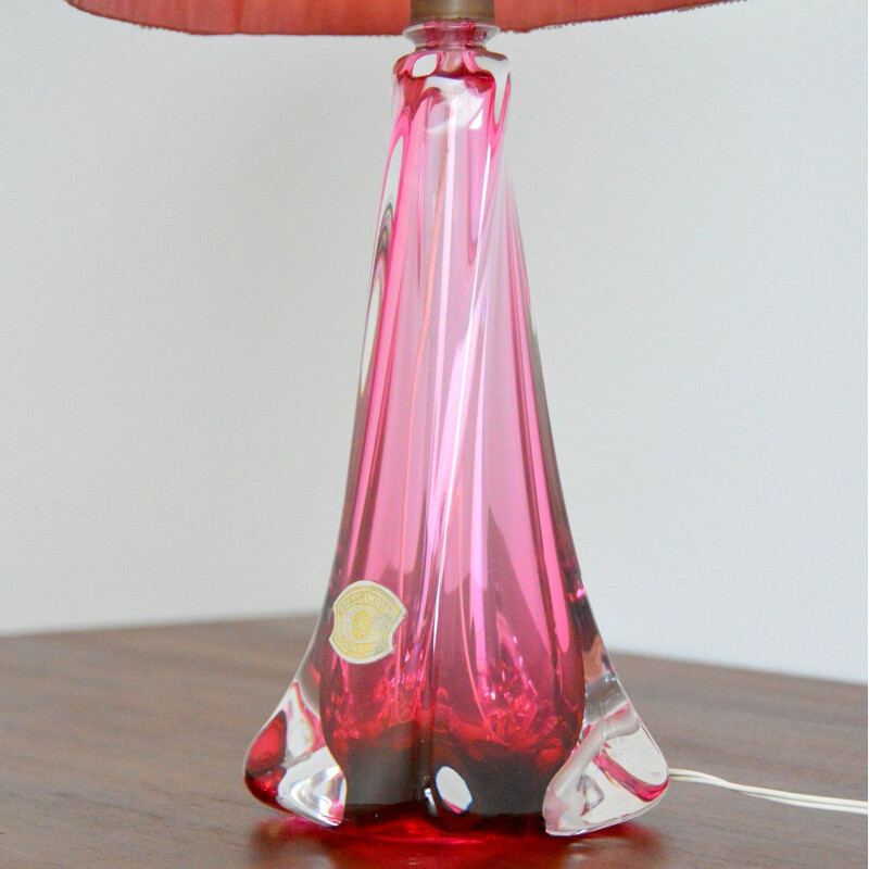 Vintage crystal table lamp Val St-Lambert Belgium 1960